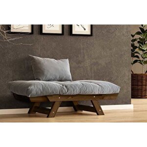 Woodesk Adalar Masi̇f Ahşap Berjer, Cevi̇z-gri̇ Renk