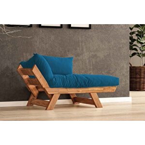 Woodesk Adalar Masi̇f Ahşap Berjer, Ti̇k-mavi̇ Renk