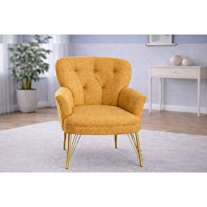 Pufy Kollu Tekli̇ Berjer, Sari, Metal Gold Ayak