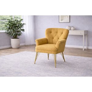 Pufy Kollu Tekli̇ Berjer, Sari, Metal Gold Ayak
