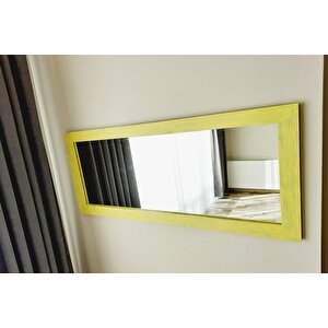 Dfn Wood Dekorati̇f Duvar Boy Aynasi, Sari, 100x40