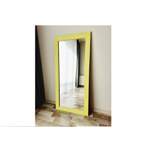 Dfn Wood Dekorati̇f Duvar Boy Aynasi, Sari, 100x40