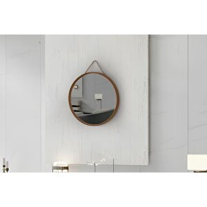 Mi̇rora Yuvarlak Dekorati̇f Duvar Aynasi, Meşe, 48 Cm