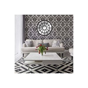 Dfn Wood Yuvarlak Pencere Duvar Aynasi, Si̇yah, 80x80