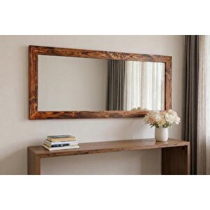 Li̇gna Di̇kdörtgen Cevi̇z Rengi̇ Ahşap Dekorati̇f Ayna, 140x60