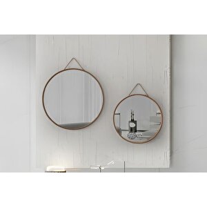 Mi̇rora İki̇li̇ Yuvarlak Duvar Aynasi, Meşe, 60-48 Cm