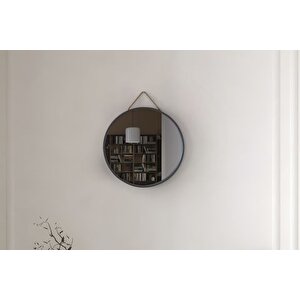 Mi̇rora Yuvarlak Dekorati̇f Duvar Aynasi, Antrasi̇t, 48 Cm