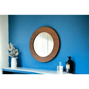 Dfn Wood Ahşap Görünümlü Mdf Yuvarlak Duvar Aynasi, 80x80