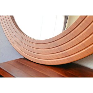 Dfn Wood Ahşap Görünümlü Mdf Yuvarlak Duvar Aynasi, 70x70