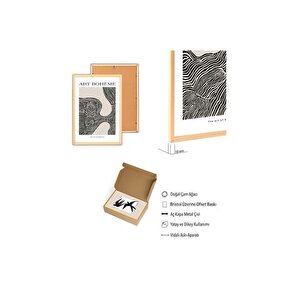 Premi̇um Ahşap Çerçeveli̇ Üçlü İskandi̇nav Bohem Tablo Seti̇, Set4, 70x50