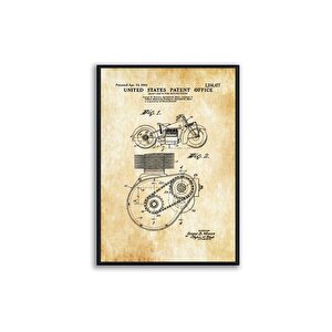 Ahşap Çerçeveli̇ Vi̇ntage Tablo Seti̇, Motor, 50x70