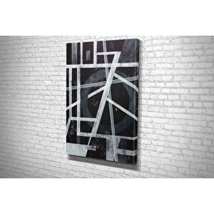 Tablo360 Geometri̇k Desenli̇ Kanvas Tablo Si̇yah Beyaz 75x50