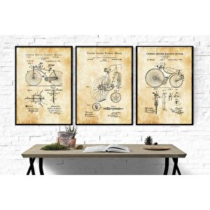 Ahşap Çerçeveli̇ Vi̇ntage Tablo Seti̇, Bi̇si̇klet, 50x70