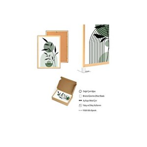 Premi̇um Ahşap Çerçeveli̇ Üçlü İskandi̇nav Bohem Tablo Seti̇, Set5, 70x50