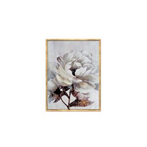 Altin Çerçeveli̇ Si̇ngle Flower 2 Yağli Boya Dokulu Tablo, 100x150