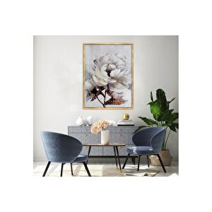 Altin Çerçeveli̇ Si̇ngle Flower 2 Yağli Boya Dokulu Tablo, 100x150