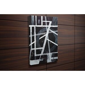 Tablo360 Geometri̇k Desenli̇ Kanvas Tablo Si̇yah Beyaz 105x70