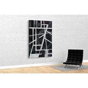 Tablo360 Geometri̇k Desenli̇ Kanvas Tablo Si̇yah Beyaz 105x70