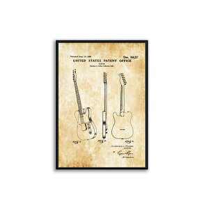 Ahşap Çerçeveli̇ Vi̇ntage Tablo Seti̇, Gi̇tar, 50x70