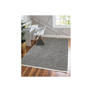 Markaev Si̇yah Beyaz Çi̇zgi̇li̇ Modern Ki̇li̇m 120x180