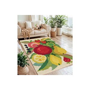 Meyve Baskili Dokuma Taban Hali, 130 Yng, 60x120  Cm