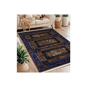Geometri̇c Baskili Dokuma Taban Hali, 124 Yng, 60x120  Cm