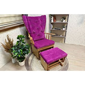 Mama Puflu Sallanan Sandalye, Fuşya, Naturel Ahşap