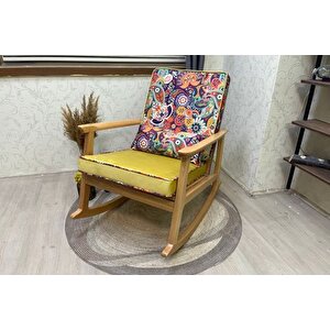 İskandi̇nav Puflu Sallanan Sandalye, Retro, Naturel Ayak