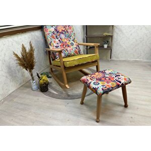 İskandi̇nav Puflu Sallanan Sandalye, Retro, Naturel Ayak