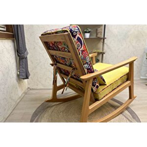 İskandi̇nav Puflu Sallanan Sandalye, Retro, Naturel Ayak