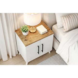 Lumen Rafli Klasi̇k Komodi̇n, Çam Beyaz, 2 Kapakli