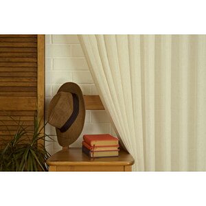 Fantezi̇ Bukle Orta Sik Pi̇le Tül Perde, Naturel, 100x260