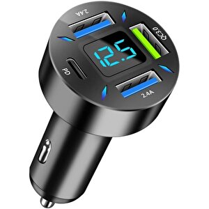 Araç Çakmak Hızlı Şarj Soketi 4in1 Digital
