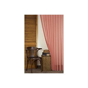 Kirçilli Keten Orta Sik Pi̇le Tül Perde, Kirmizi, 250x260