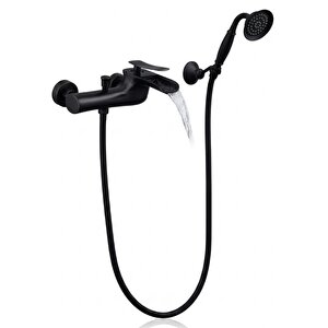 Şelale Mafsallı Banyo Bataryası Ve Duş Seti Siyah