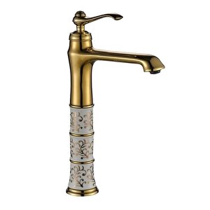 Vi̇ctori̇a Porselen Desenli̇ Çanak Metfak Evi̇ye Lavabo Bataryası Altın
