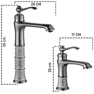 Vi̇ctori̇a Porselen Desenli̇ Çanak Metfak Evi̇ye Lavabo Bataryası Altın