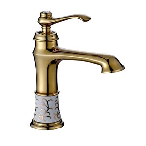 Vi̇ctori̇a Porselen Desenli̇ Lavabo Bataryası Altın