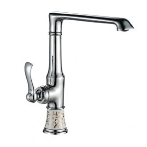 Vi̇ctori̇a Porselen Desenli̇ Mutfak Evi̇ye Lavabo Bataryası (rose, Krom, Siyah, Altın) Krom