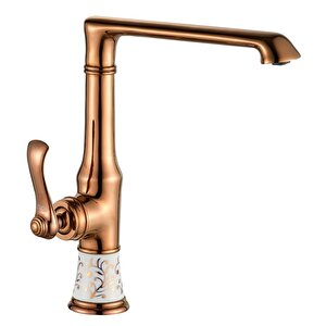Vi̇ctori̇a Porselen Desenli̇ Mutfak Evi̇ye Lavabo Bataryası (rose, Krom, Siyah, Altın) Rose