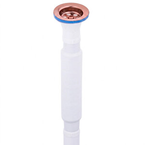 Körüklü Lavabo Gider Si̇fonu (üstü Paslanmaz Altı Plastik) + Çekvalfli Conta Kötü Koku Böcek Kirli Su Önleyici Lavabo Gider Aparatı Rose
