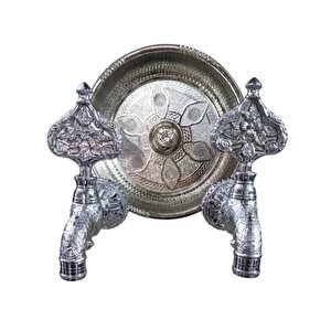 Lpd İki̇li̇ Hamam Taslı Desenli Osmanlı Musluk (lüx, %100 Pi̇ri̇nç) Krom