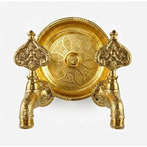 Lpd İki̇li̇ Hamam Taslı Desenli Osmanlı Musluk (lüx, %100 Pi̇ri̇nç) Altın