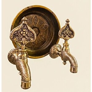 Lpd İki̇li̇ Hamam Taslı Desenli Osmanlı Musluk (lüx, %100 Pi̇ri̇nç) Antik