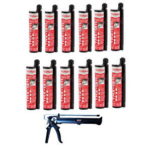 Tomax Tmx-1311 Epoksi Kimyasal Dübel 345 Ml (12 Adet) + Sert Plastik Tabancası