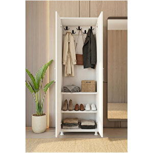 Portmanto Vestiyer 2 Kapaklı Ayakkabılık Hol Giriş Düzenleyici Krom 60x180 Cm