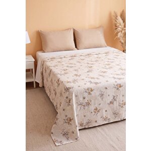 Hardal Kır Çiçeği Desenli Çift Kişilik Baskılı Pike & Yatak Örtüsü 200x230 Cm