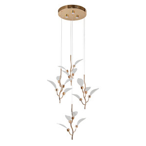 Liria 4'lü Gold Yaprak Desenli Sarkıt Led Avize