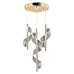Jadon 4'lü Yuvarlak 3 Renkli 35 Watt Gold Kristal Ledli Modern Oturma Odası Salon Sarkıt Avize