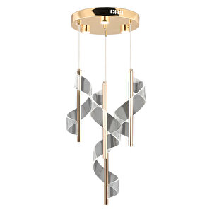 Jadon 4'lü Yuvarlak 3 Renkli 35 Watt Gold Kristal Ledli Modern Oturma Odası Salon Sarkıt Avize
